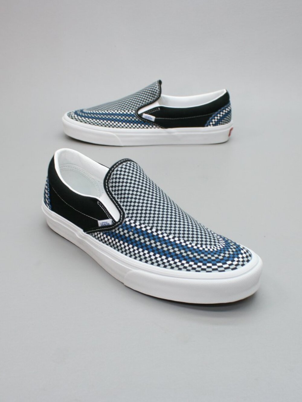 Vans Men's 11.5 Classic Slip-on Tileboard Blue Shoes Checkerboard Black Sneakers